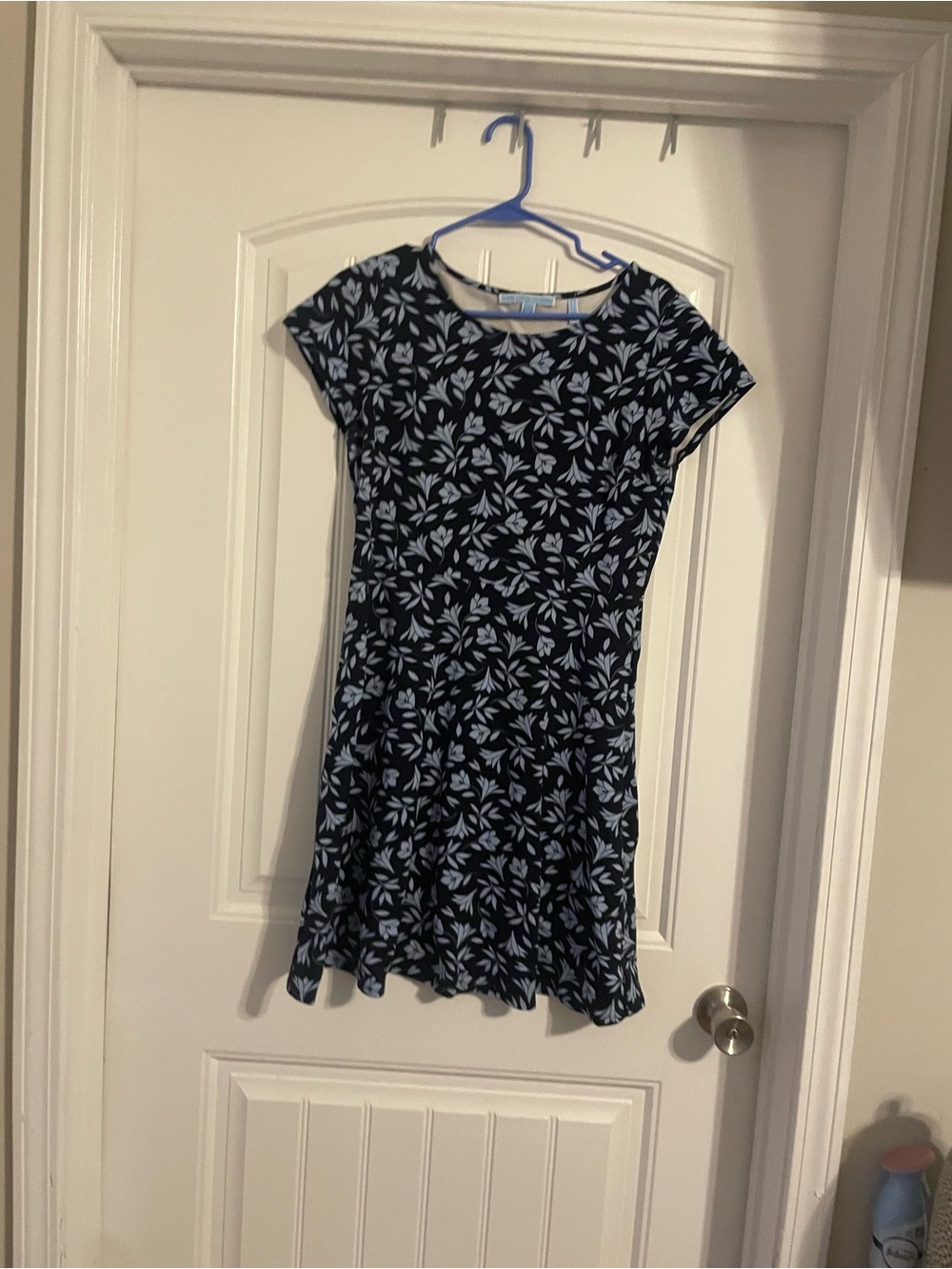 Draper James Navy Floral Short-Sleeve Fit & Flare Dress